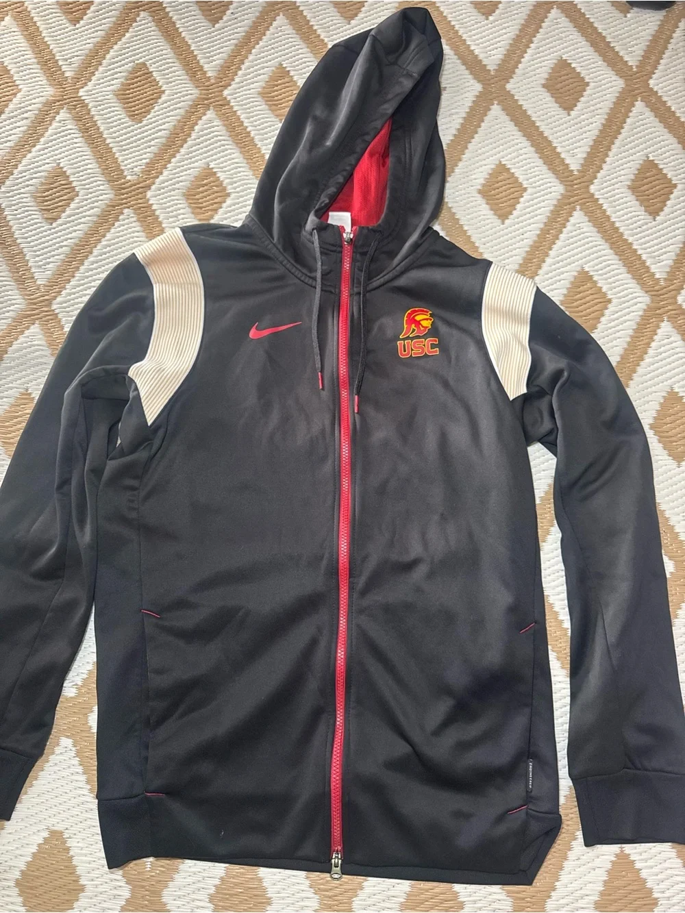 Nike Therma-FIT USC Trojans Full Zip Hooded Jacket L Black Red Gold